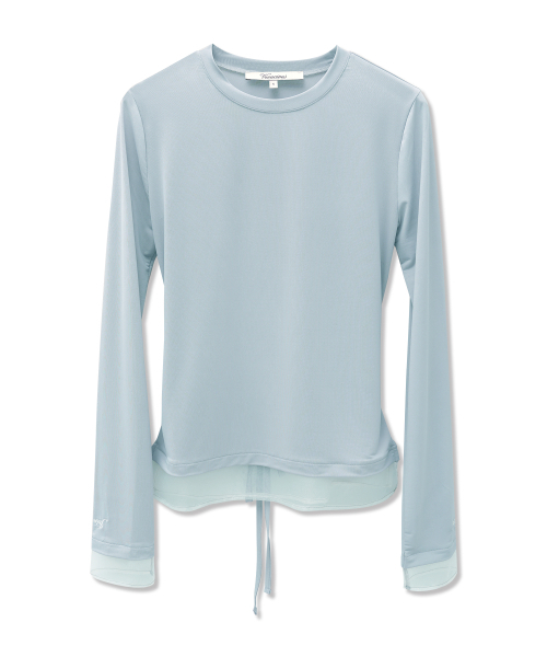 Vivacious(ビバシャス)の「ル シースルーレイヤードスパンT_3Colors(Tシャツ/カットソー・レディース・ライトグレー/チャコールグレー/ブルー・MEDIUM/SMALL)」の6枚目の写真