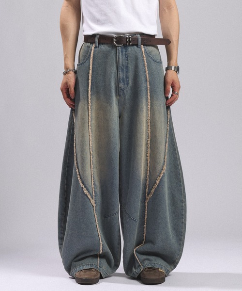 RAGEBLUE(レイジブルー)の「ARCH FRINGE DENIM BARREL BUGGY PANTS/アーチフリンジデニムバレルバギーパンツ(デニムパンツ・メンズ・ブルー/ブラック・LARGE/MEDIUM)」の2枚目の写真