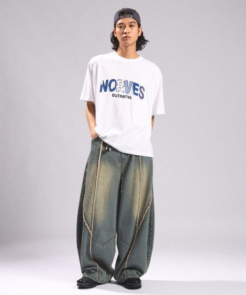 RAGEBLUE(レイジブルー)の「ARCH FRINGE DENIM BARREL BUGGY PANTS/アーチフリンジデニムバレルバギーパンツ(デニムパンツ・メンズ・ブルー/ブラック・LARGE/MEDIUM)」の11枚目の写真