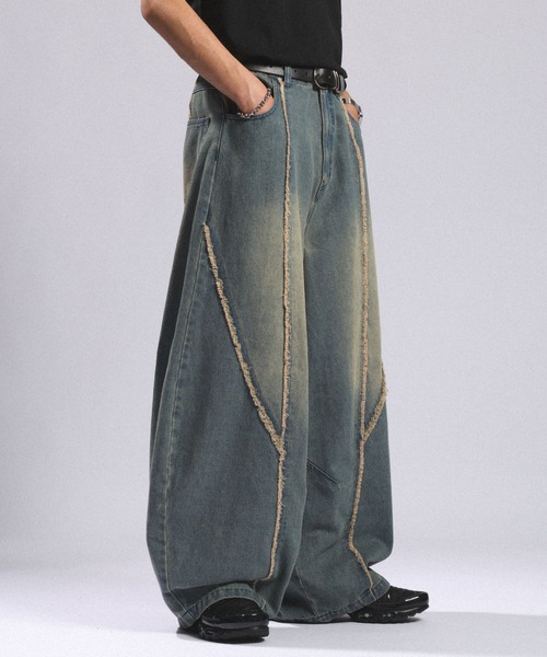 RAGEBLUE(レイジブルー)の「ARCH FRINGE DENIM BARREL BUGGY PANTS/アーチフリンジデニムバレルバギーパンツ(デニムパンツ・メンズ・ブルー/ブラック・LARGE/MEDIUM)」の17枚目の写真