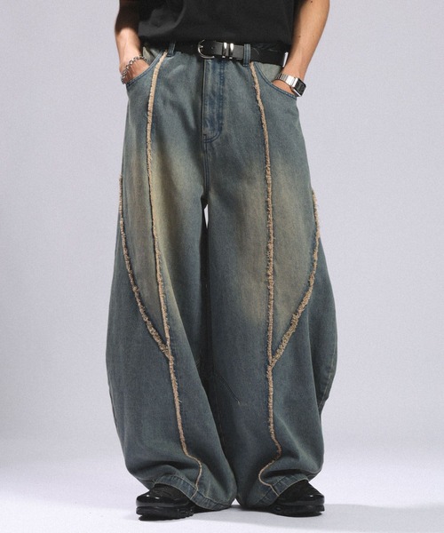 RAGEBLUE(レイジブルー)の「ARCH FRINGE DENIM BARREL BUGGY PANTS/アーチフリンジデニムバレルバギーパンツ(デニムパンツ・メンズ・ブルー/ブラック・LARGE/MEDIUM)」の18枚目の写真