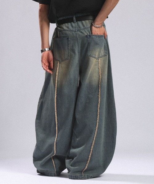 RAGEBLUE(レイジブルー)の「ARCH FRINGE DENIM BARREL BUGGY PANTS/アーチフリンジデニムバレルバギーパンツ(デニムパンツ・メンズ・ブルー/ブラック・LARGE/MEDIUM)」の19枚目の写真