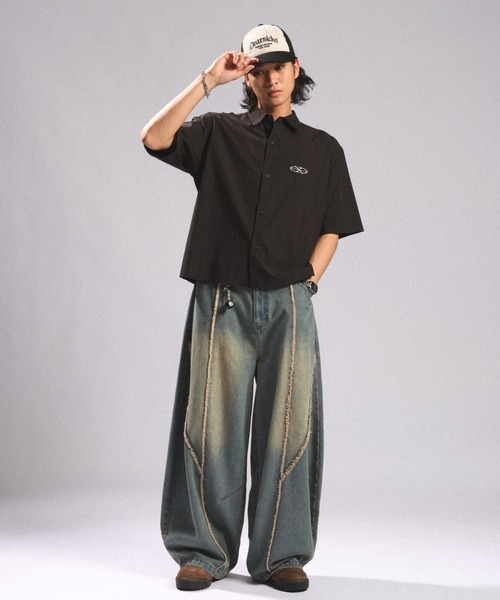 RAGEBLUE(レイジブルー)の「ARCH FRINGE DENIM BARREL BUGGY PANTS/アーチフリンジデニムバレルバギーパンツ(デニムパンツ・メンズ・ブルー/ブラック・LARGE/MEDIUM)」の20枚目の写真
