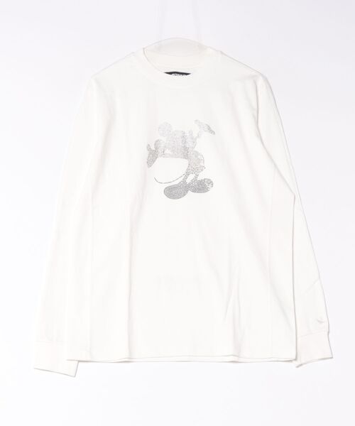 1PIU1UGUALE3  RELAX （ウノピゥウノウグァーレトレ リラックス）の「【1PIU1UGUALE3 RELAX】MICKEY SILHOUETTE GRADATION LINESTONE L/S（Tシャツ/カットソー・メンズ・ホワイト/ブラック・X-LARGE/LARGE/MEDIUM）」の2枚目の写真