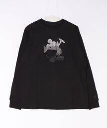 【1PIU1UGUALE3 RELAX】MICKEY SILHOUETTE GRADATION LINESTONE L/S