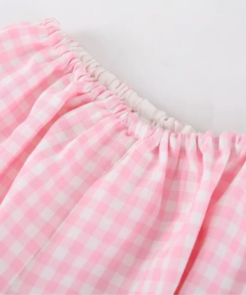 LA POMME petit(ラポミ・プチ)の「Bow Peplum Gingham Dress Set Up/リボン付きペプラムギンガムドレスセット(セットアップ・レディース・ピンク/ブルー・MEDIUM/SMALL/LARGE)」の6枚目の写真