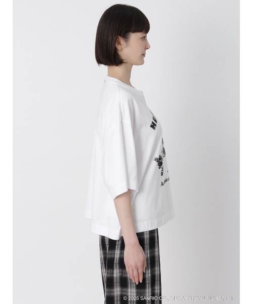 H.A.K(ハク)の「H.A.K×HELLO KITTY ハローキティとバラ かすれグリッタープリントTシャツ(Tシャツ/カットソー・レディース・ホワイト/グレー/ブラック・FREE)」の21枚目の写真