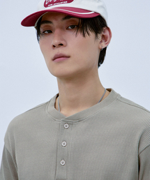 ATEZ（アテズ）の「リブヘンリーネック半袖Tシャツ[ベージュ]（Tシャツ/カットソー）」