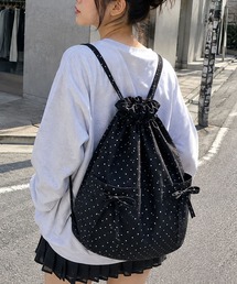 「ドット柄は当店限定の別注カラー」リボンナップサック/リュック/A4収納可能