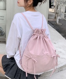 「ドット柄は当店限定の別注カラー」リボンナップサック/リュック/A4収納可能