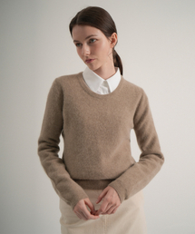 Raccoon U-neck Ribbed Knit (Moca)
