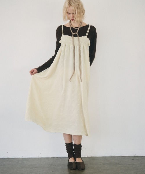 Crisp(クリスプ)の「crinkle volume cami onepiece / クリンクルボリュームキャミワンピース(ワンピース・レディース・ブラック/アイボリー・FREE)」の10枚目の写真