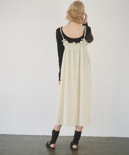 Crisp(クリスプ)の「crinkle volume cami onepiece / クリンクルボリュームキャミワンピース(ワンピース・レディース・ブラック/アイボリー・FREE)」の13枚目の写真