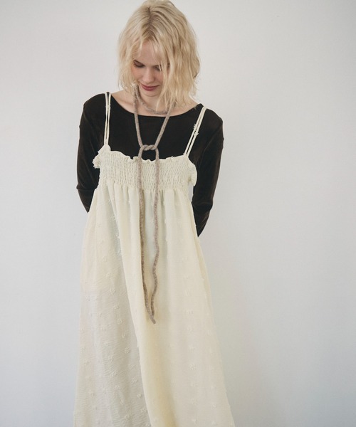 Crisp(クリスプ)の「crinkle volume cami onepiece / クリンクルボリュームキャミワンピース(ワンピース・レディース・ブラック/アイボリー・FREE)」の14枚目の写真