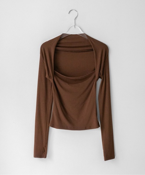 on:nue(オンニュ)の「【on:nue】ボレロレイヤード風フィンガーホールカットソー /26-27 AW COLLECTION(Tシャツ/カットソー・レディース・ブラウン/ブラック・FREE)」の13枚目の写真