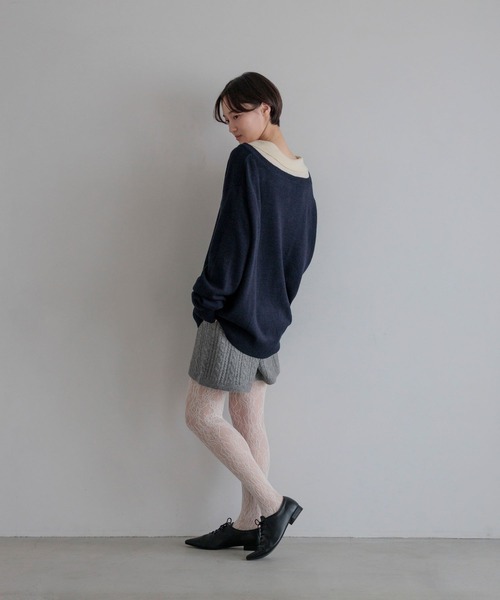 LOWRYS FARM(ローリーズファーム)の「ケーブルニットショートパンツ 1052805(その他パンツ・レディース・ブラック/アイボリー/グレー・FREE)」の5枚目の写真