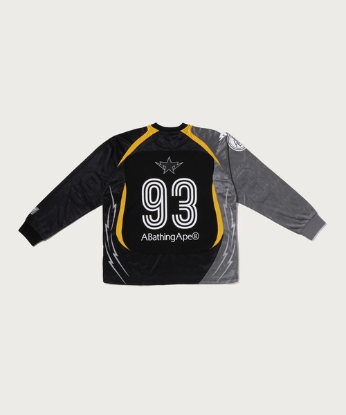 A BATHING APE(アベイシングエイプ)の「MULTI LOGO RELAXED FIT FOOTBALL LS JERSEY(Tシャツ/カットソー・メンズ・ブルー/ブラック・XX-LARGE/SMALL/MEDIUM/X-LARGE/LARGE)」の5枚目の写真