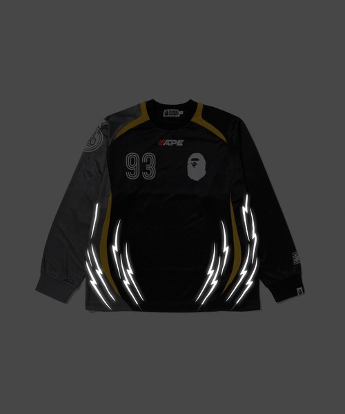 A BATHING APE(アベイシングエイプ)の「MULTI LOGO RELAXED FIT FOOTBALL LS JERSEY(Tシャツ/カットソー・メンズ・ブルー/ブラック・XX-LARGE/SMALL/MEDIUM/X-LARGE/LARGE)」の11枚目の写真