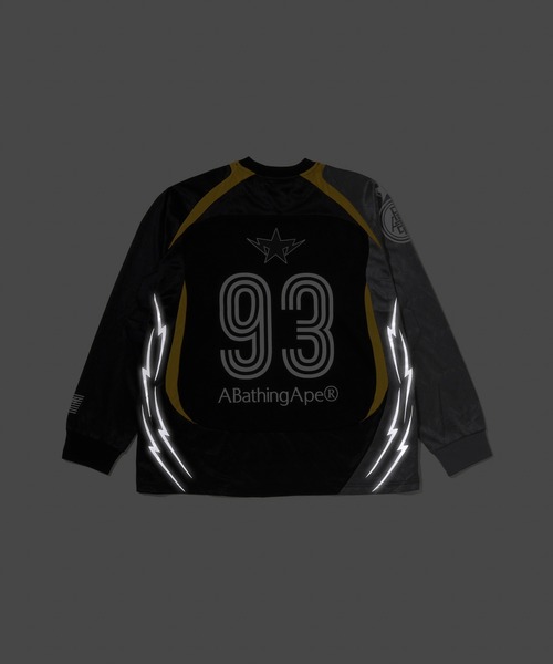 A BATHING APE(アベイシングエイプ)の「MULTI LOGO RELAXED FIT FOOTBALL LS JERSEY(Tシャツ/カットソー・メンズ・ブルー/ブラック・XX-LARGE/SMALL/MEDIUM/X-LARGE/LARGE)」の13枚目の写真
