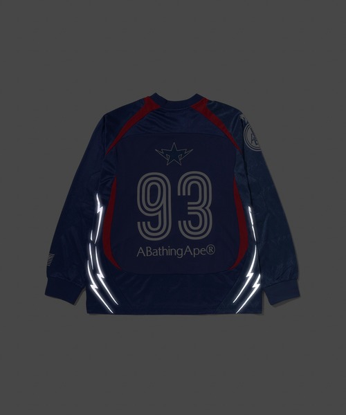 A BATHING APE(アベイシングエイプ)の「MULTI LOGO RELAXED FIT FOOTBALL LS JERSEY(Tシャツ/カットソー・メンズ・ブルー/ブラック・XX-LARGE/SMALL/MEDIUM/X-LARGE/LARGE)」の14枚目の写真