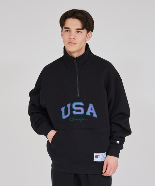 Champion(チャンピオン)の「【Champion/チャンピオン】メンズ アクションスタイル ハーフジップスウェットシャツ(スウェット・メンズ・ブラック/ライトパープル/オートミール/グレー・X-LARGE/LARGE/MEDIUM)」の1枚目の写真