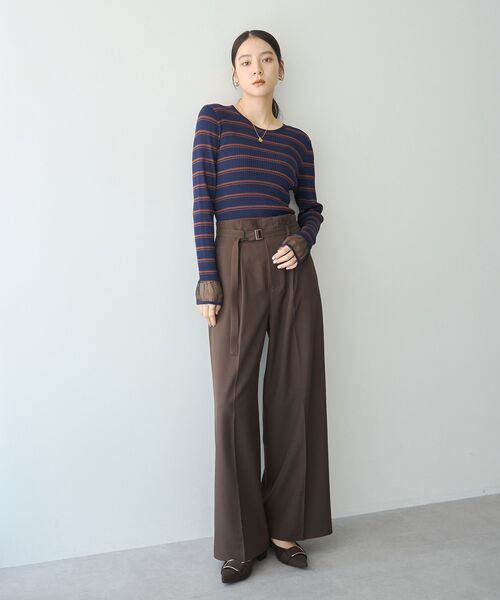 YECCA VECCA(イェッカヴェッカ)の「袖口シアーリブニット(ニット/セーター・レディース・ボルドー/その他7/ライトベージュ/ブラック・FREE)」の8枚目の写真