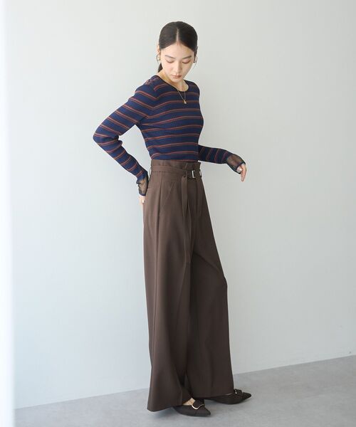 YECCA VECCA(イェッカヴェッカ)の「袖口シアーリブニット(ニット/セーター・レディース・ボルドー/その他7/ライトベージュ/ブラック・FREE)」の9枚目の写真