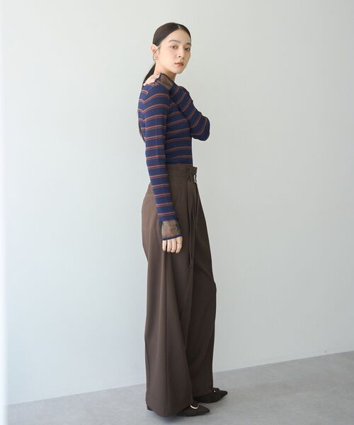YECCA VECCA(イェッカヴェッカ)の「袖口シアーリブニット(ニット/セーター・レディース・ボルドー/その他7/ライトベージュ/ブラック・FREE)」の10枚目の写真