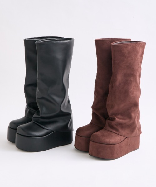 OLIVE des OLIVE（オリーブデオリーブ）の「厚底カバーブーツ（ブーツ・レディース・ブラック/ブラウン・LARGE/MEDIUM/SMALL）」の3枚目の写真