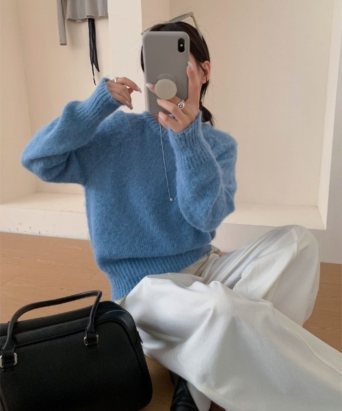 FLINEA(フリネア)の「クルーネック長袖ニットトップス(ニット/セーター・レディース・グレー/ピンク/オレンジ/ブルー/グリーン/アイボリー・FREE)」の18枚目の写真