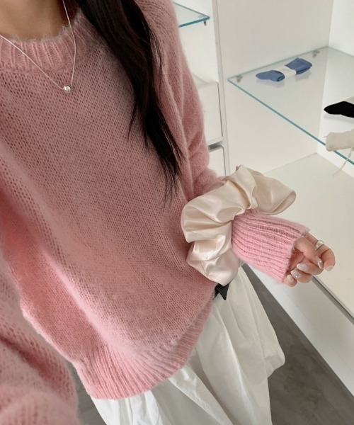 FLINEA(フリネア)の「クルーネック長袖ニットトップス(ニット/セーター・レディース・グレー/ピンク/オレンジ/ブルー/グリーン/アイボリー・FREE)」の19枚目の写真