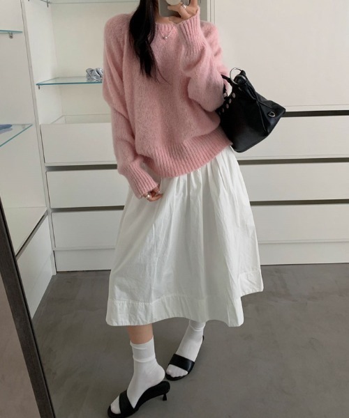 FLINEA(フリネア)の「クルーネック長袖ニットトップス(ニット/セーター・レディース・グレー/ピンク/オレンジ/ブルー/グリーン/アイボリー・FREE)」の21枚目の写真