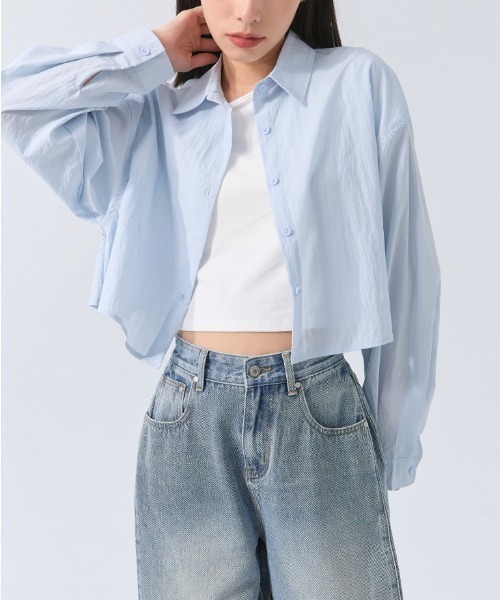 QUEEN SHOP（クイーンショップ）の「バックタックショートシャツ（シャツ/ブラウス・レディース・ライトブラウン/ブルー/グリーン/ベージュ・FREE）」の9枚目の写真