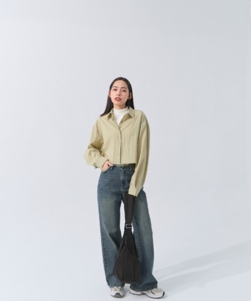 QUEEN SHOP（クイーンショップ）の「バックタックショートシャツ（シャツ/ブラウス・レディース・ライトブラウン/ブルー/グリーン/ベージュ・FREE）」の12枚目の写真
