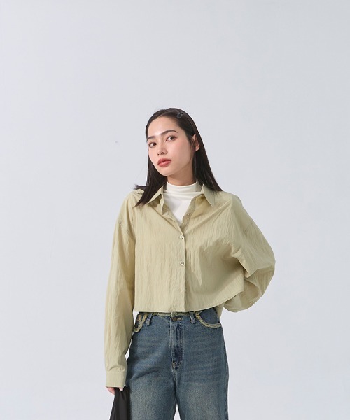 QUEEN SHOP（クイーンショップ）の「バックタックショートシャツ（シャツ/ブラウス・レディース・ライトブラウン/ブルー/グリーン/ベージュ・FREE）」の13枚目の写真