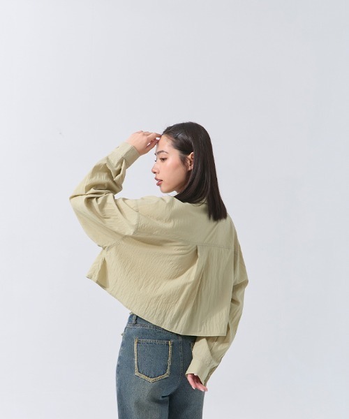 QUEEN SHOP（クイーンショップ）の「バックタックショートシャツ（シャツ/ブラウス・レディース・ライトブラウン/ブルー/グリーン/ベージュ・FREE）」の15枚目の写真
