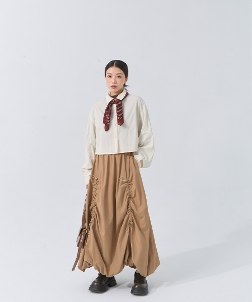 QUEEN SHOP（クイーンショップ）の「バックタックショートシャツ（シャツ/ブラウス・レディース・ライトブラウン/ブルー/グリーン/ベージュ・FREE）」の18枚目の写真