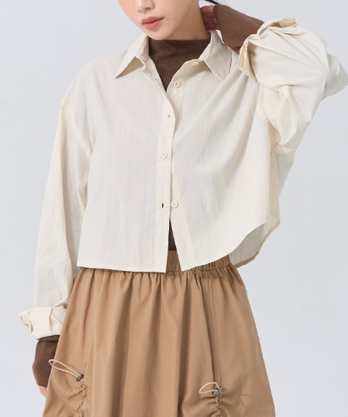 QUEEN SHOP（クイーンショップ）の「バックタックショートシャツ（シャツ/ブラウス・レディース・ライトブラウン/ブルー/グリーン/ベージュ・FREE）」の21枚目の写真