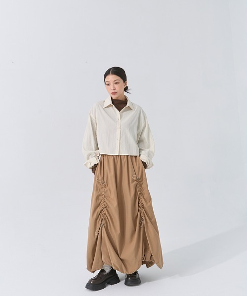 QUEEN SHOP（クイーンショップ）の「バックタックショートシャツ（シャツ/ブラウス・レディース・ライトブラウン/ブルー/グリーン/ベージュ・FREE）」の22枚目の写真