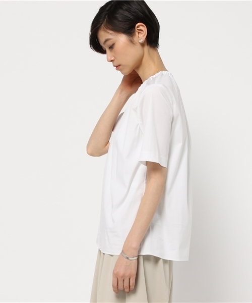 FIGARO Paris（フィガロパリ）の「メタルパーツ ギャザーブラウス◆（シャツ/ブラウス・レディース・ネイビー/ホワイト・38/36）」の4枚目の写真