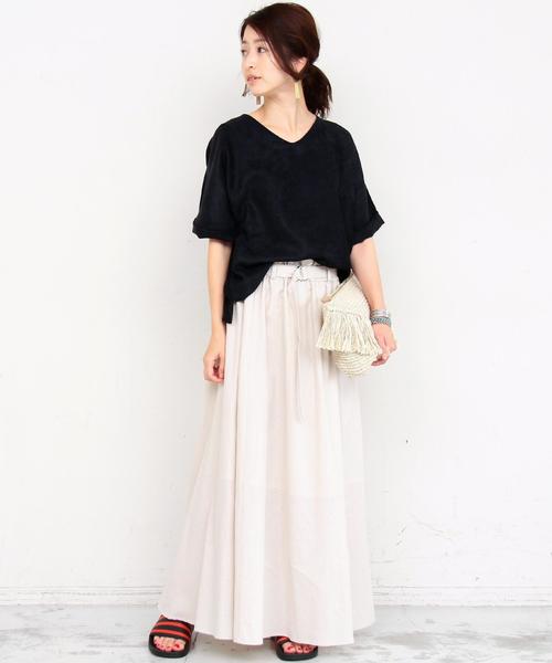 BEAUTY&YOUTH UNITED ARROWS(ビューティーアンドユースユナイテッドアローズ)の「BY∴ スエードタッチロールアップVネックカットソー◆(Tシャツ/カットソー・レディース・ナチュラル/ネイビー/ライトピンク・FREE)」の12枚目の写真