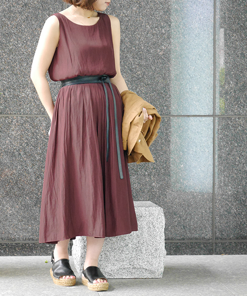 Allureville アルアバイル の サテンギャザーベルト付きワンピース ワンピース Wear Allureville アルアバイル の サテンギャザーベルト付きワンピース ワンピース Wear