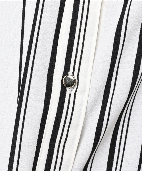 VENCEEXCHANGE（ヴァンスエクスチェンジ）の「ZIPフレンチスリーブストライプシャツ  （シャツ/ブラウス・レディース・オフホワイト・MEDIUM）」の9枚目の写真