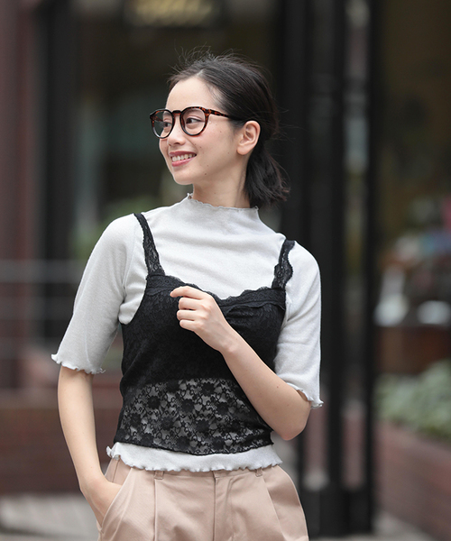 WEGO（ウィゴー）の「WEGO/カップインスカラップレースビスチェ（キャミソール・レディース・ブラック/サックスブルー/アイボリー/ライトパープル・FREE）」の20枚目の写真