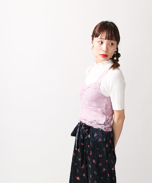 WEGO（ウィゴー）の「WEGO/カップインスカラップレースビスチェ（キャミソール・レディース・ブラック/サックスブルー/アイボリー/ライトパープル・FREE）」の15枚目の写真