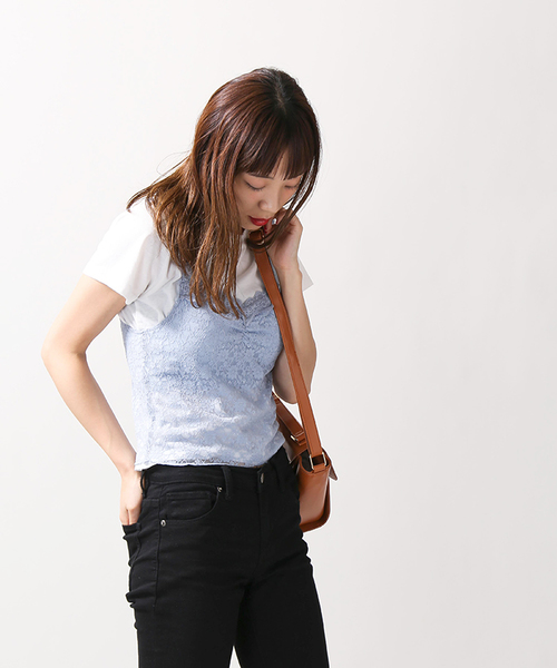 WEGO（ウィゴー）の「WEGO/カップインスカラップレースビスチェ（キャミソール・レディース・ブラック/サックスブルー/アイボリー/ライトパープル・FREE）」の14枚目の写真
