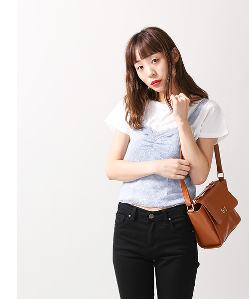 WEGO（ウィゴー）の「WEGO/カップインスカラップレースビスチェ（キャミソール・レディース・ブラック/サックスブルー/アイボリー/ライトパープル・FREE）」の13枚目の写真