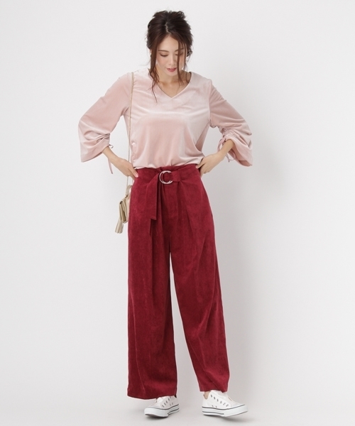 Andemiu（アンデミュウ）の「コーデュロイワイドパンツ769097（その他パンツ・レディース・モカ/レッド・MEDIUM/SMALL）」の3枚目の写真