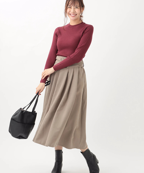 earth music&ecology（アースミュージックアンドエコロジー）の「・バックリボンリブニットプルオーバー（ニット/セーター・レディース・ブラック/アイボリー/ボルドー/キャメル・S/M）」の13枚目の写真