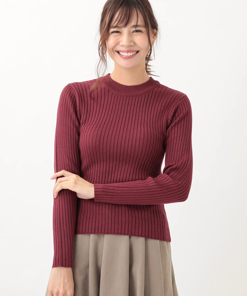 earth music&ecology（アースミュージックアンドエコロジー）の「・バックリボンリブニットプルオーバー（ニット/セーター・レディース・ブラック/アイボリー/ボルドー/キャメル・S/M）」の12枚目の写真